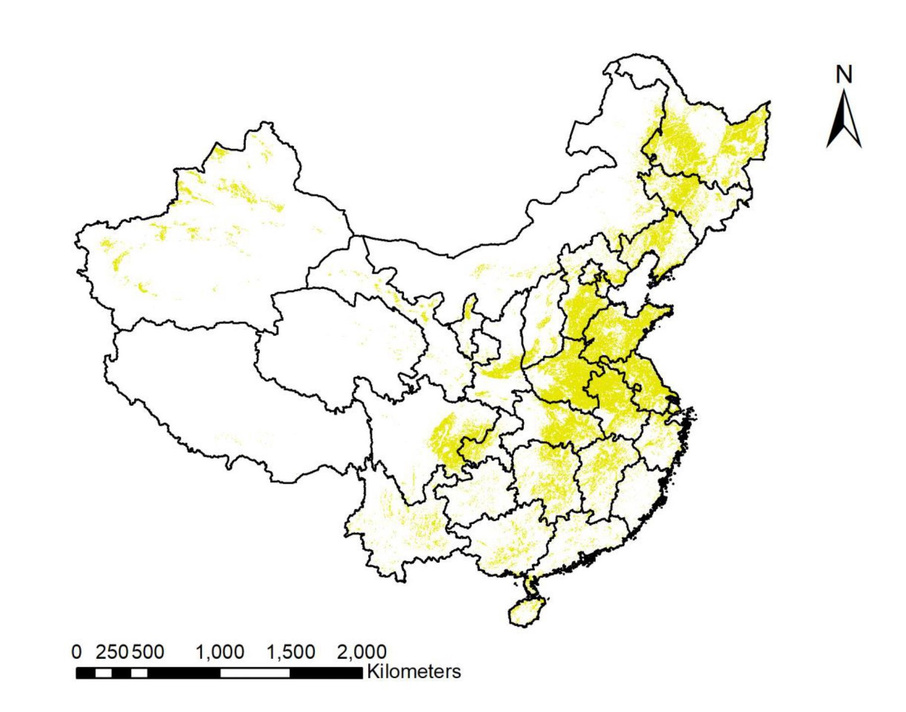 Identificação de áreas com alto potencial agrícola na China continental