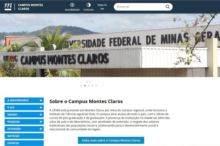 Novo site está alinhado à identidade da UFMG