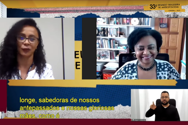 Luciana Dias apresentou a homenageada Nilma Lino Gomes, em solenidade virtual