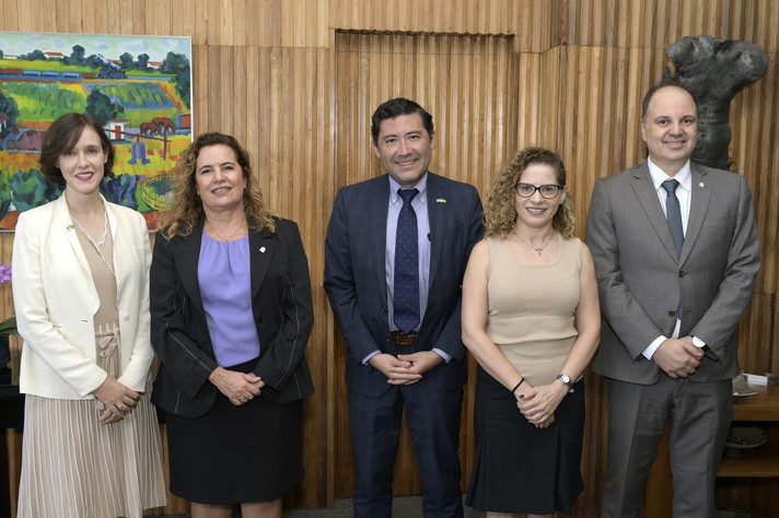 A reitora da UFMG, Sandra Regina Goulart Almeida, e o pró-reitor de Relações Internacionais, Aziz Tuffi Saliba, se reuniram com equipe da Embaixada dos Estados Unidos