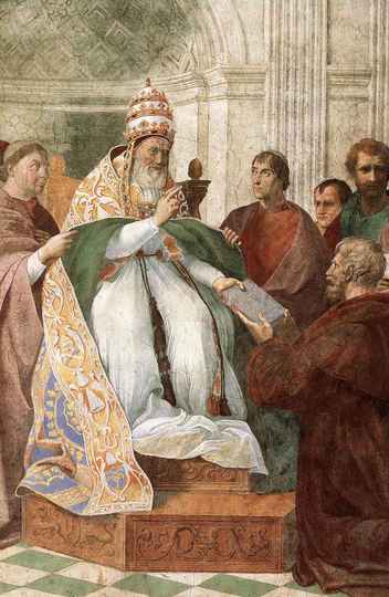 Gregório X aprova os decretos do papado, no afresco de 