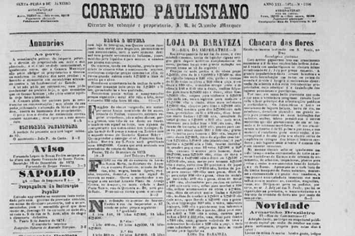 Edição do Correio Paulistano, que defendia a política escravista