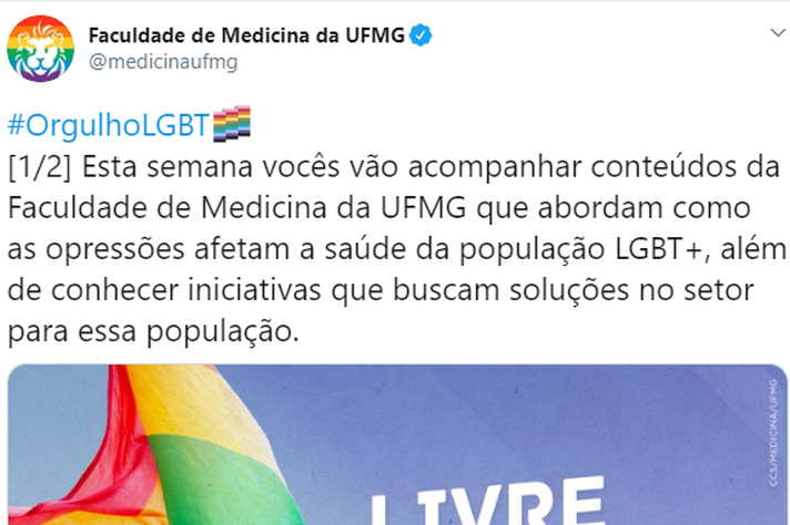 Semana de conteúdos de Orgulho LGBT é anunciada pela Faculdade de Medicina UFMG
