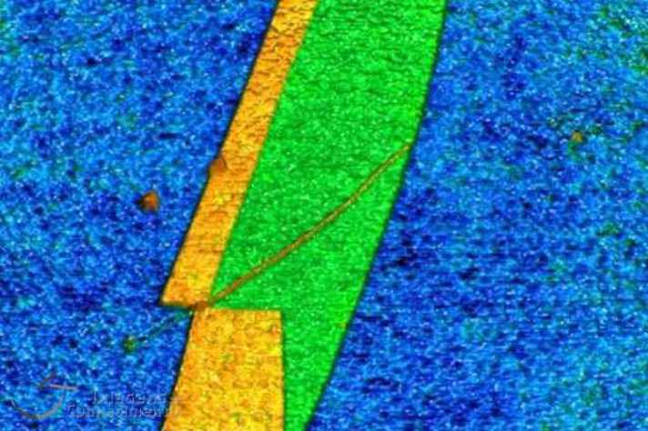 Imagem do grafeno realizada por microscópio de varredura por sonda Scanning ProbeMicroscopy