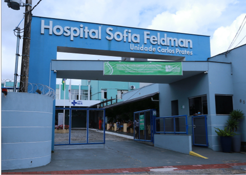 Fachada do Hospital Sofia Feldman (unidade Carlos Prates), onde foi montado o ambulatório