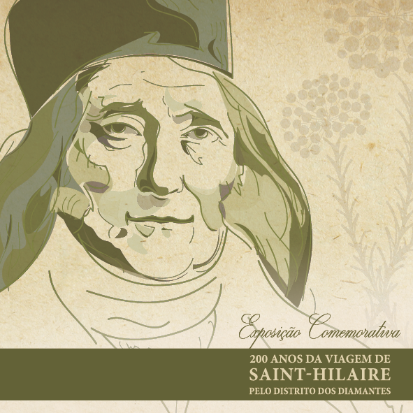 Imagem do convite da exposição com ilustração artística da planta insetívora do gênero 'Drosera', descrita por Saint-Hilaire quando passou pelo Distrito Diamantino