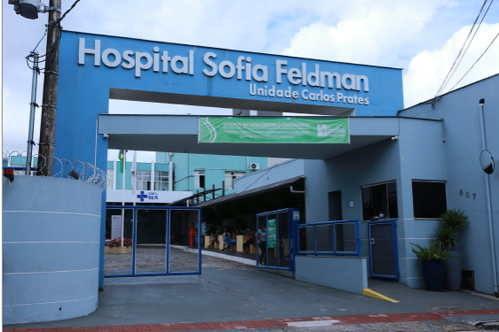 Fachada do Hospital Sofia Feldman (unidade Carlos Prates), onde foi montado o ambulatório