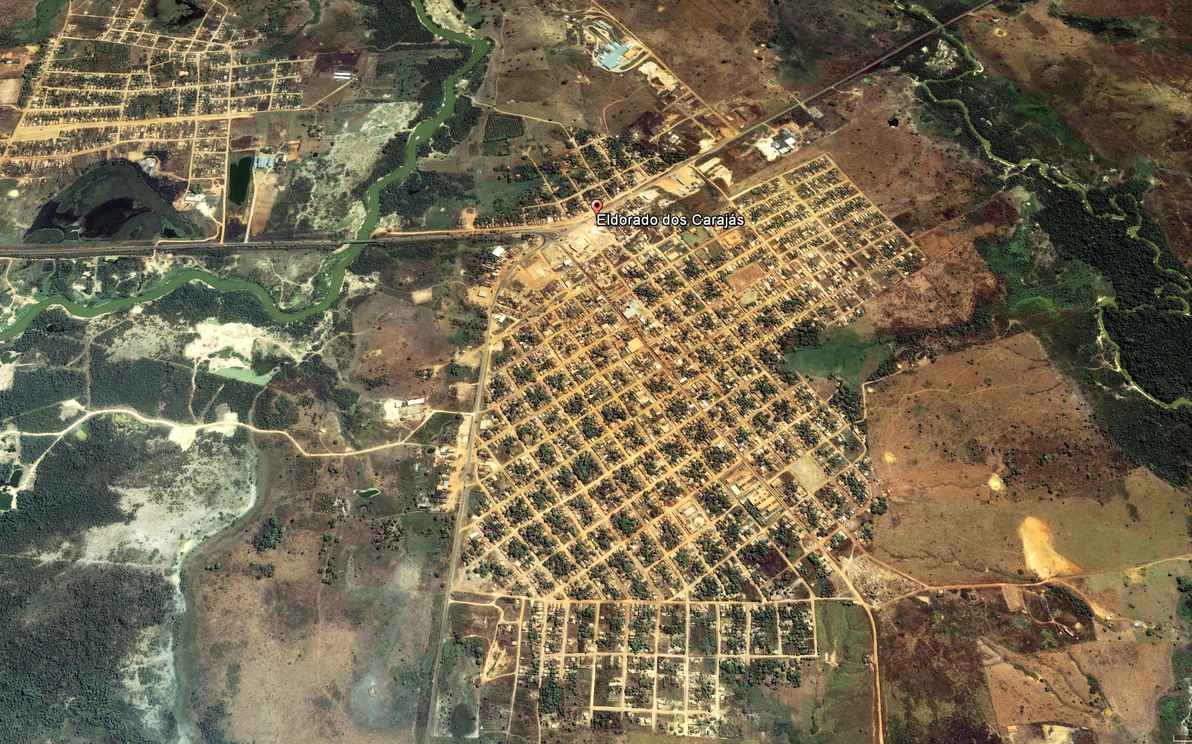 Imagem de satélite de Eldorado dos Carajás, no Pará, extraída do Google Earth