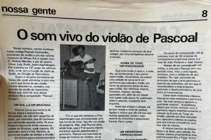 Recorte do Boletim Informativo Minas Caixa, de maio de 1981, sobre José Pascoal Guimarães