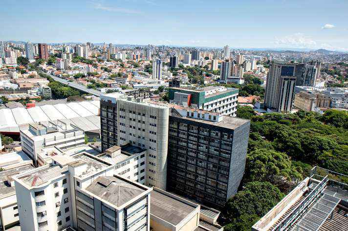 Vista aérea do Hospital das Clínicas e da Faculdade de Medicina