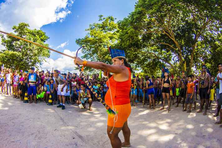 Oito etnias disputaram dez modalidades nos Jogos Indígenas do Baixo Tapajós, em Santarém, Pará