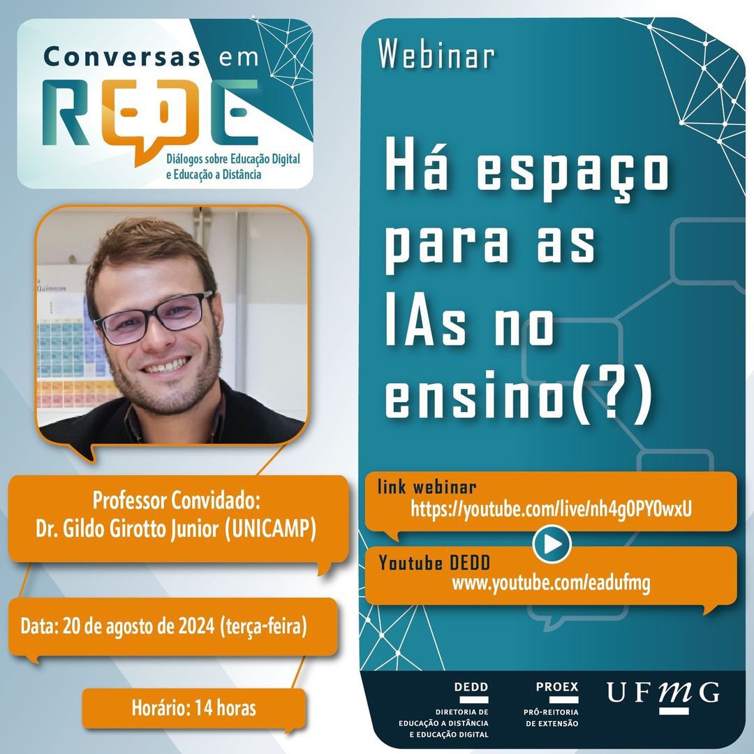 Segundo webinar do Dedd discutirá o papel das IAs na educação