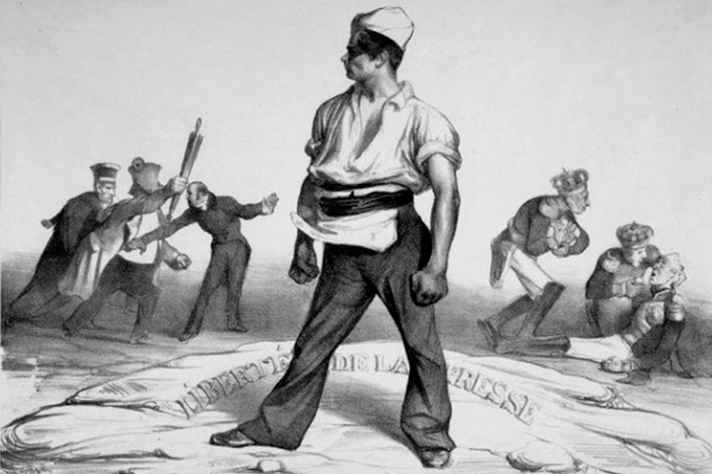 Ne vous y frottez pas, Gravura 20, de L’Association mensuelle, publicada em junho de 1834: Daumier resistiu à censura na França