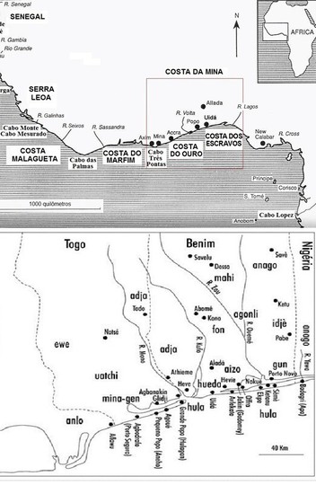 Mapas da África Ocidental (acima) e Centro-ocidental (abaixo)
