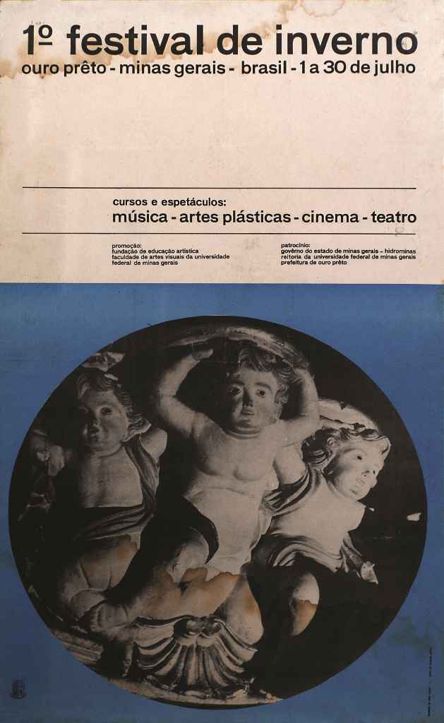 Cartaz da 1ª edição do Festival de Inverno, realizada em Ouro Preto em 1967