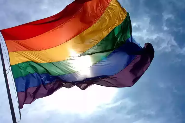 A bandeira arco-íris foi criada pelo artista Gilbert Baker  e usada pela  primeira vez  no Dia de Liberdade Gay de São Francisco, na Califórnia, em 1978.