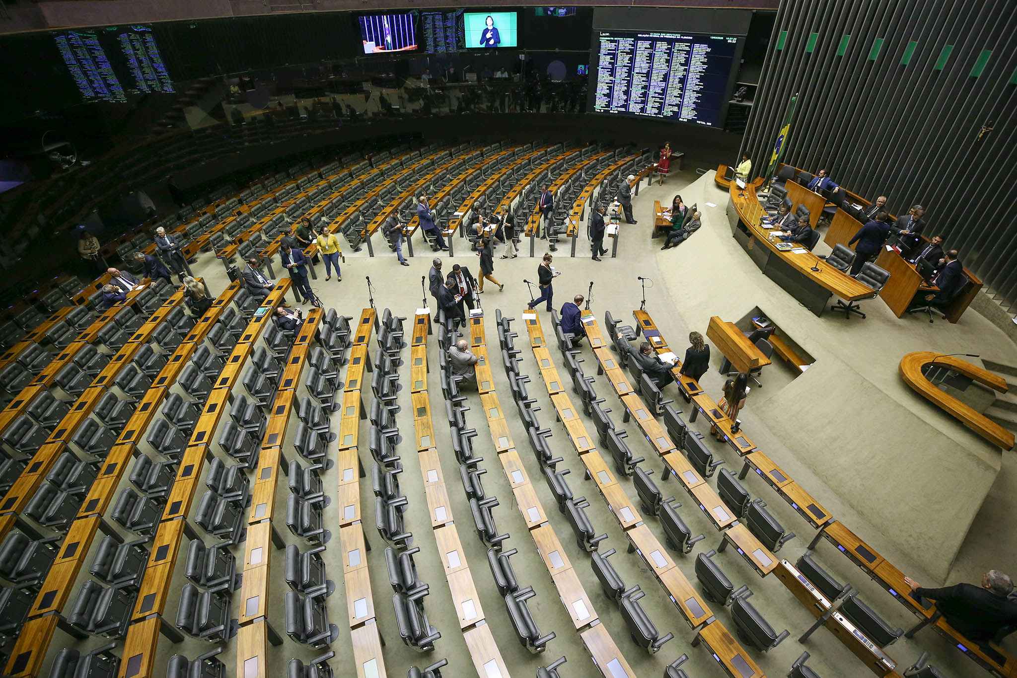 Plenário do Congresso Nacional vazio depois da portaria do presidente Rodrigo Maia de que apenas os funcionários tivessem acesso às dependências da câmara em março.