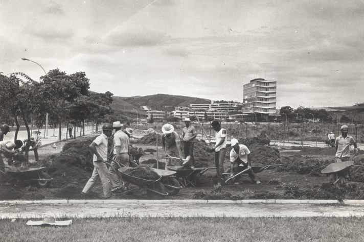 Obras do prédio da Reitoria, na década de 1960: blog vai aliar informações históricas a ações do presente